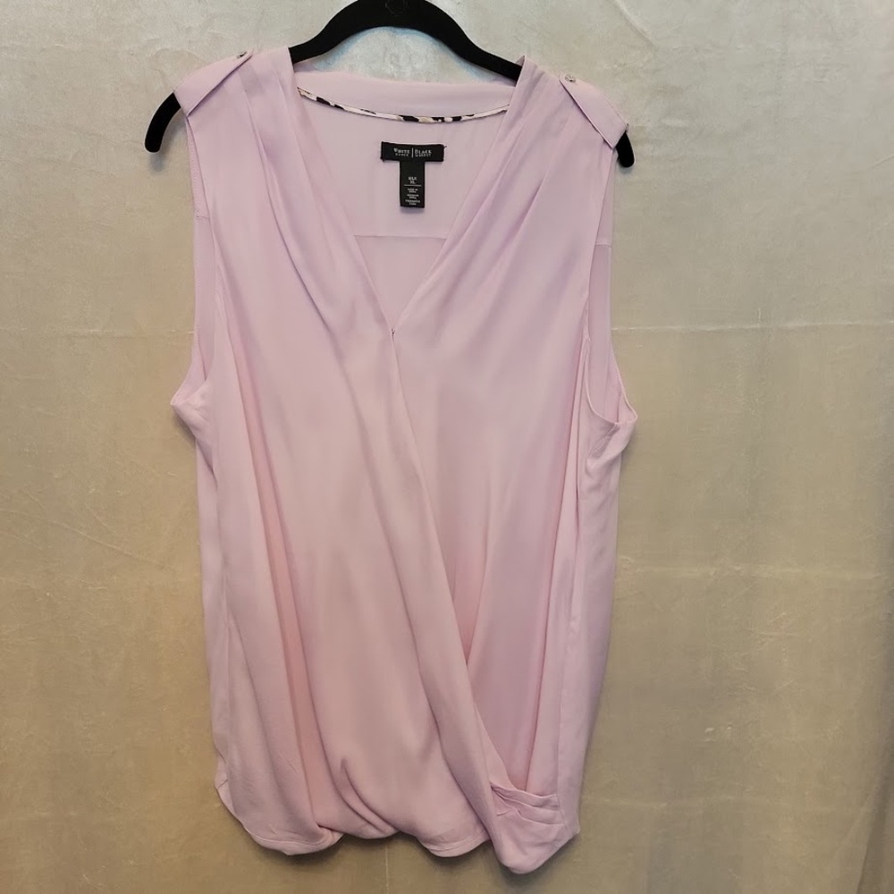 WHBM Lt. Pink/Orchid Silk Surplice Sleeveless Blouse w/ Epaulet Detail - Sz. XL